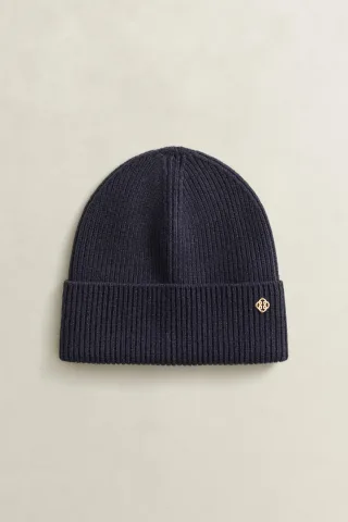 GANT - Gerippte Beanie aus Wolle EVENING BLUE - Gr. - OS