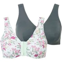 Ulla Popken Bustier Bustiers 2er-Pack Blüten/uni Vorderverschluss