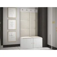 MIRJAN24 Garderoben-Set Orion Ryfel Slim IV, (Schuhschrank, Kleiderhakenbrett, 8x Paneel 42x42), 4 Kleiderhaken für Kleidung, Metallgriffe