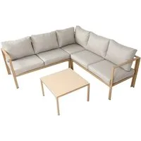 SVITA Gartenlounge-Set MISSOURI, (Set, Modulares Ecksofa mit Tisch), 4-ttg. Outdoor Sofa, Beige / Natur