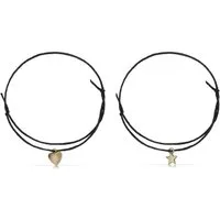 Made by Nami Fußketten Set für Damen und Mädchen mit Herz und Stern Anhänger (2 Fußkettchen), Verstellbar Geschenke für Frauen