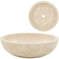 vidaXL Waschbecken NA Aufsatz-Waschbecken 40x12 cm Marmor Creme-farben rund
