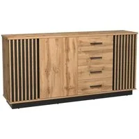 Beautysofa Kommode mit 4 Schubladen und Dreitürig Lamelo, mit dekorativen Lamellen, geräumig