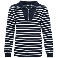 modAS Langarmshirt 22006 Damen Troyer-Shirt Maritim mit Streifen - Streifenshirt aus Baumwolle