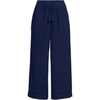 7/8-Schlupfhose aus Musselin, Damen,  Blau, Baumwolle, by Lands' End