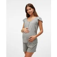 Mamalicious Umstandspyjama MLMIRA LGM LIA CAP JRS PYJAMAS 2F NOOS (Set, 2 tlg) aus Baumwollmischung, bequeme Passform, mit elastischem Bund, Kurzarm