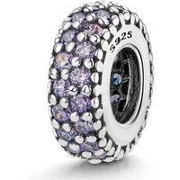 Materia Bead Zirkonia Spacer Lila Flieder Glitzereffekt 1116, 925 Sterling Silber