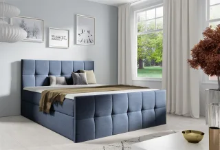 Boxspringbett Schlafzimmerbett CARMEN LUX 160x220cm Stoff Inari Graublau