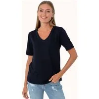 Estefania for woman Kurzarmshirt 194-1261, Basic Shirt mit V-Ausschnitt und Strassbesatz