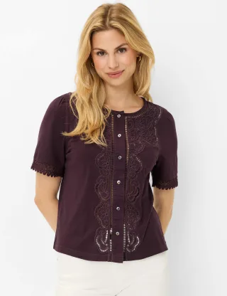 Brax Damen Bluse Style CELINA S blackberry violet, dunkles lila, Gr. 46