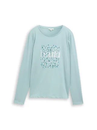Tom Tailor - Langarmshirt mit Print white moss - Gr. - XXL