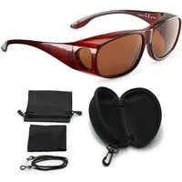FALINGO Sonnenbrille Überzieh Sonnenbrille Überziehbrille CLASSIC EDITION polarisiert UV400 Extrablenden an Ober- und Unterseite schützen vor Sonne und Wind