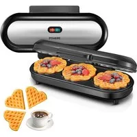 FOHERE Waffeleisen King Size Waffeleisen, 15 Herzwaffeln in 2 Minuten, 1200 W, Antihaftbeschichteten Backflächen für Herzwaffeln, Backampel