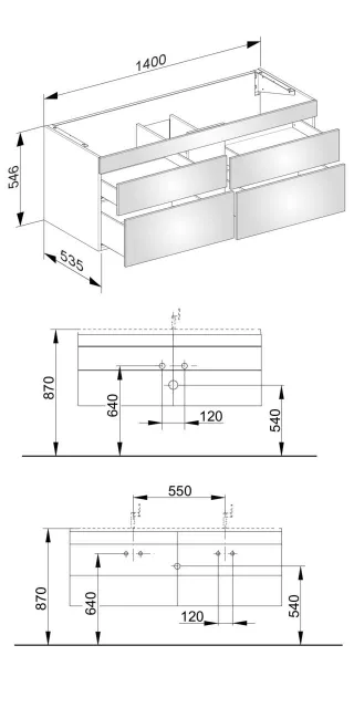 Keuco Waschtischunterbau Edition 400 31562, 4 Auszüge, Korpus: weiß hochglanz, Front: weiß hochglanz 31562210000