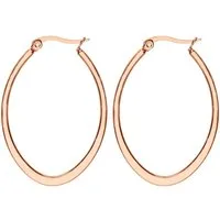 LÖB Paar Creolen Edelstahl 18K Roségold vergoldet Creolen Ohrringe Oval Tropfen 40mm (Geschenke für Frauen Beste Freundin Mutter Mama Damen zum Geburtstag Weihnachten Weihnachtsgeschenke, Inkl. Schmuckbox), Damen Klappcreolen Kreolen hängend Groß Fla