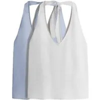 The Set Neckholdertop The Set Neckholder-Top mit Leinenanteil, 2er-Pack (2-tlg)