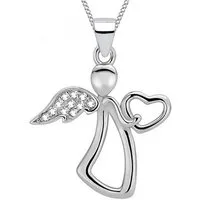 Goldene Hufeisen Kette mit Anhänger Engel Herz Schutzengel Anhänger mit Kette 925 Silber Engelkette (2-tlg, inkl. Etui), Anlass Geburtstag, Geschenke für Mädchen, Damen
