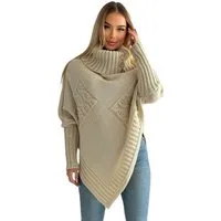 Mississhop Strickponcho Poncho Strick Sweatshirt Pullover Umhang Überwurf