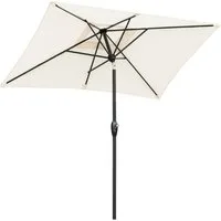 Sekey Sonnenschirm 210 x 140 cm Aluminum Sonnenschirm Rechteckig Marktschirm mit Kurbel, LxB: 210,00x140,00 cm, mit/ohne LED-Lichtern, Sonnenschutz UV50+, Gartenschirm Knickbar