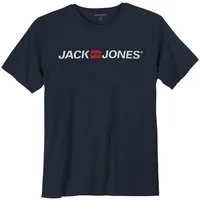 Jack & Jones Rundhalsshirt Jack&Jones T-Shirt navy Logodruck Übergröße JJECORP