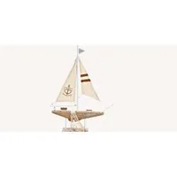 Wurm Dekofigur Segelboot Holzdeko Maritim, weiss 40cm
