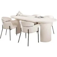 LEVEN Lifestyle Esstisch ASTONE oval aus Marmor Verbundstoff Esszimmertisch 215 x 90 cm