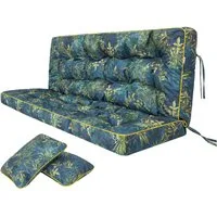 Hobbygarden Bankauflage Polsterauflage POLA 100, 120, 150 oder 180 cm, für Gartenbank & Hollywoodschaukel inkl. 2 Seitenkissen