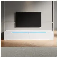 SONNI Lowboard lowboard tv hängend und stehend, tv schrank 180cm, mit Beleuchtung in wohnzimmer, Weiß, 180 x 30 cm