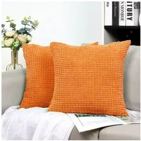 TAN.TOMI Kissenbezüge Kord Uni 2er Set Kissenbezug flauschig körnig Farbverlauf, Für Zierkissen Dekokissen Sofakissen Couchkissen vielen Farben