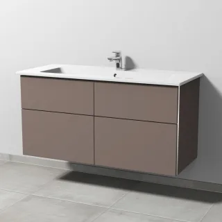 Sanipa 3way Keramik-Set Venticello Keramik-Waschtisch und Unterbau mit 4 Auszügen, Taupe-Matt BP3271T