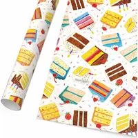 Star Geschenkpapier, Geschenkpapier Torten Motiv 70cm x 2m Rolle Bunt