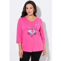 Ulla Popken T-Shirt Shirt Ciao Bella Classic V-Ausschnitt 3/4-Arm