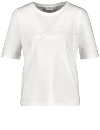 GERRY WEBER Collection - T-Shirt mit Pailletten weiß - Gr. - 36