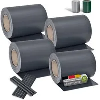 Juskys Sichtschutzstreifen PVC Sichtschutzstreifen 4er Set, Doppelstabmatten Zaun 4er Set á 35m x 19cm, Zaunfolie in Anthrazit