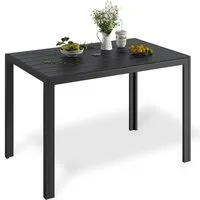 TLGREEN Gartentisch mit Sonnenschirmloch,110x70 cm Balkontisch Wetterfest (Aluminium Rahmen, WPC Tischplatte), Rechteckiger Esstisch Outdoor für Terrasse
