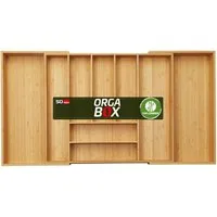 SO-TECH® Besteckeinsatz ORGA-BOX® III Universal Bambus Besteckkasten verstellbar (1 St), geölt, 7 - 9 Fächer, Breite 550 - 880 x Tiefe 470 mm
