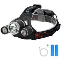 Wisam LED Stirnlampe LED Hochleistungsstirnlampe mit 3000 Lumen und 4 Beleuchtungsmodi