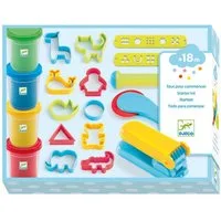 DJECO Knetform-Set Knete-Set 4 Töpfe 15 Wekzeuge ab 18 Monaten Kreativset