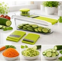 Haushalt International Gemüsehobel Küchenhelfer Küchenmandoline 3 Aufsätze Kunststoff, Kunststoff, (Stück, 1-St., Packung), Gemüseschneider, Raspel, 1,4 Liter, Julienne, Hobel