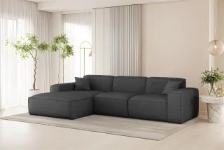 Ecksofa Designersofa CELES PREMIUM in Stoff Artico Anthrazit Ottomane Links