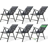 ONDIS24 Gartenstuhl Hochlehner Aluminium Klappsessel Vinoro Deluxe Gartensessel (6 St), UV-beständig