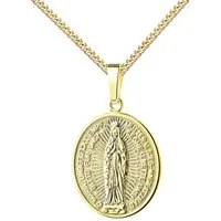 JEVELION Kette mit Anhänger Madonna Milagrosa Anhänger vergoldet 925 Silber massiv-Made in Germany (Schutzanhänger, für Damen und Herren), Mit Kette vergoldet- Länge wählbar 36 - 70 cm oder ohne Kette.