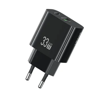 USAMS CC317 T65 33W 2-Port USB PD Charger USB-A+USB-C PD Fast Charging Wall Charger Adapter EU Plug for iPhone 16 16 Pro