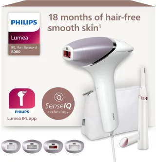 Philips BRI949/00 Lumea Series 8000 Prestige IPL-Haarentferner [inkl. 4 Aufsätze: Körperaufsatz 3x Präzisionsaufsatz] weiß/rosa