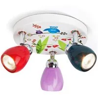 Brilliant LED Deckenstrahler BIRDS, LED wechselbar, Warmweiß, Spotrondell bunt, 3 x GU10 max. 3W, 11cm Höhe, schwenkbar, Metall