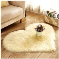 Sunicol Hochflor-Teppich Kunstfell Herz Teppich, Weich Plüsch, Flauschig Fußmatte Badematte, Herzform 30cm*40cm, Waschbar Weicher Shaggy Flauschige Langflor Badteppich