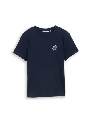 TOM TAILOR Denim - T-Shirt mit Rundhalsausschnitt und kleinem Schriftzug blau - Gr. - M