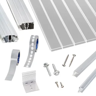 Acryl Doppelstegplatten | Terrassendach-Set | hochwertigem Alu Verlegeprofil | 16 mm | 64 mm Kammerbreite | glasklar
