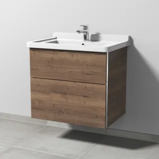 Sanipa 3way Waschtischunterbau zu Duravit Starck 3 Waschtisch mit 2 Auszügen, Eiche-Tabak BR71050