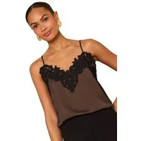 Love & Roses Trägertop Love & Roses Satin-Trägertop mit Spitzenbesatz (1-tlg)